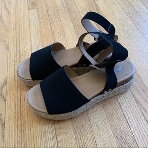 Black Ankle Strap Platform Espadrilles